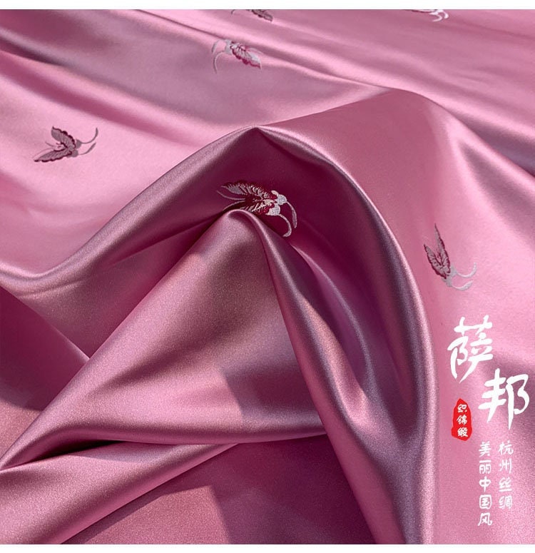 Butterfly Floral Silk Brocade Fabric: Elegant Cheongsam Qipao Sewing Material