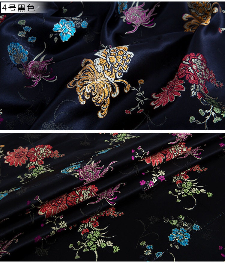 Tissu brocart de soie chrysanthème : revêtement de coussin Cheongsam (29,5 po L)