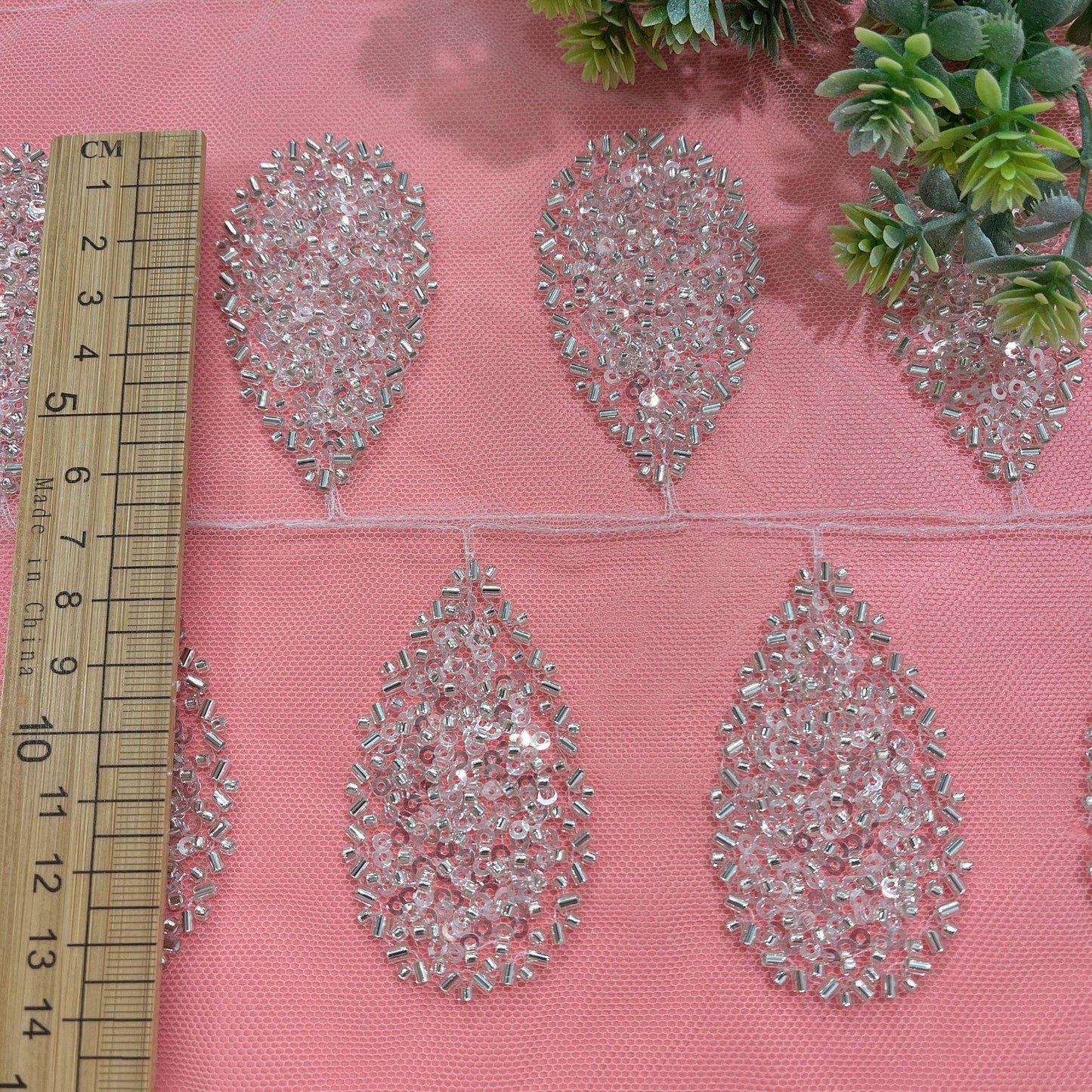 Appliques en dentelle à fleurs pailletées : accessoires de coiffure et de robe de mariée à faire soi-même (2 paires)