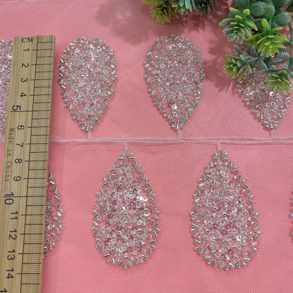 Appliques en dentelle à fleurs pailletées : accessoires de coiffure et de robe de mariée à faire soi-même (2 paires)