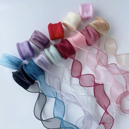Ruban organza queue de poisson : 4 cm de large, tissu pour nœuds à faire soi-même, décoration de mariage (10 yards)