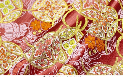 Nishijin Ori Fabric: Japanese Wedding Brocade with Copper Coin Pattern