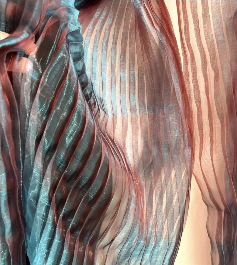 Mermaid Reflective Organza Fabric: 57"W Stiff Texture Gown Fabric