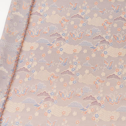 Nishijin Woven Silk Brocade: Gold Butterfly Floral Fabric, 59" Wide - Poppylollipop