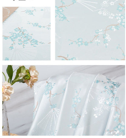 Tissu brocart à fleurs de prunier rouge : Matériel de couture pour cheongsam qipao