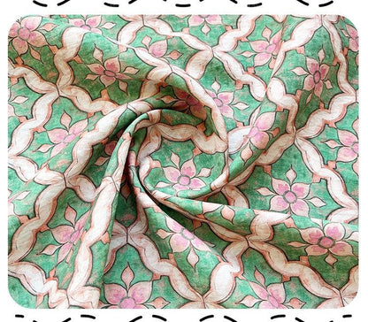 Tissu Tencel Ramie : imprimé floral Dunhuang, 150 cm de large, vendu au mètre