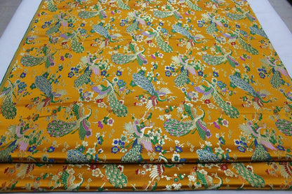 Peacock Floral Brocade Fabric: Chinese Silk Rayon Blend, 29"W