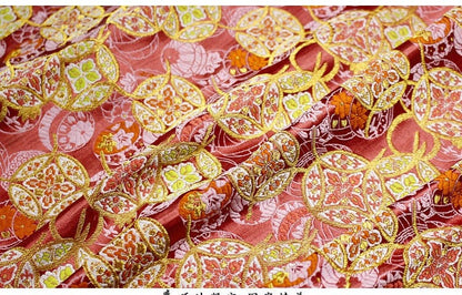 Nishijin Ori Fabric: Japanese Wedding Brocade with Copper Coin Pattern