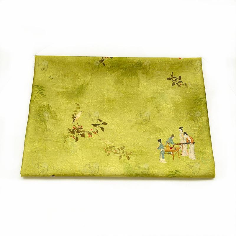 Emerald Green Tencel Jacquard Fabric: Hanfu Qipao Dress Sewing Material