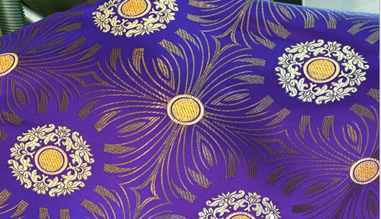 Brocart de soie à motif floral : ameublement et couture, largeur 75 cm