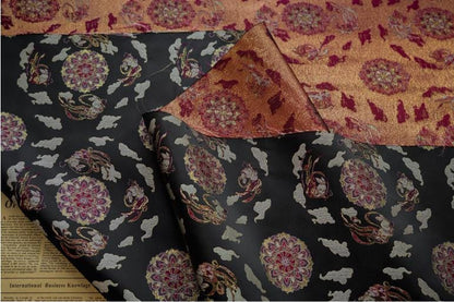 Floral Brocade Fabric: Mongolian Tibetan Style, 59" Wide