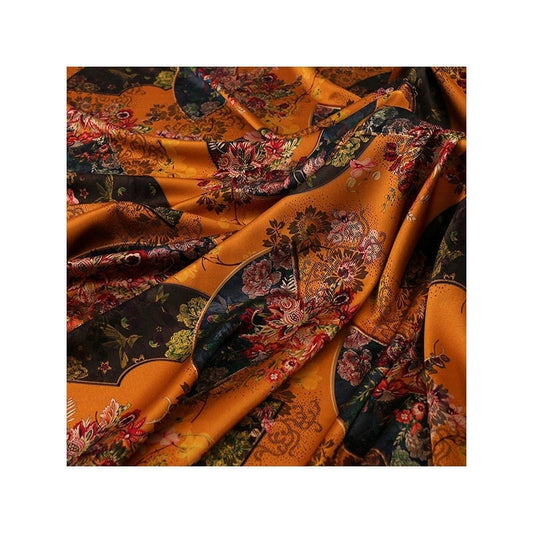 Floral Damask Satin Fabric: 59" Wide Digital Print