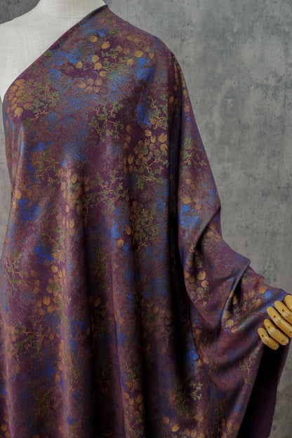 Floral Tea Silk Satin Fabric: 55"W Digital Print Sewing Material