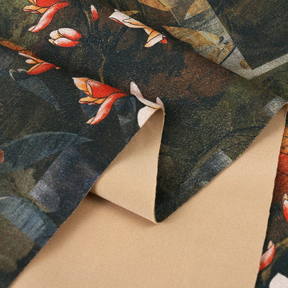 Floral Faux Suede Spandex Fabric: 59" Wide Upholstery, Apparel