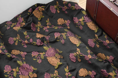 Tissu jacquard à motif floral et fils dorés : Tissu de créateur Vintage Palace, 147 cm de large
