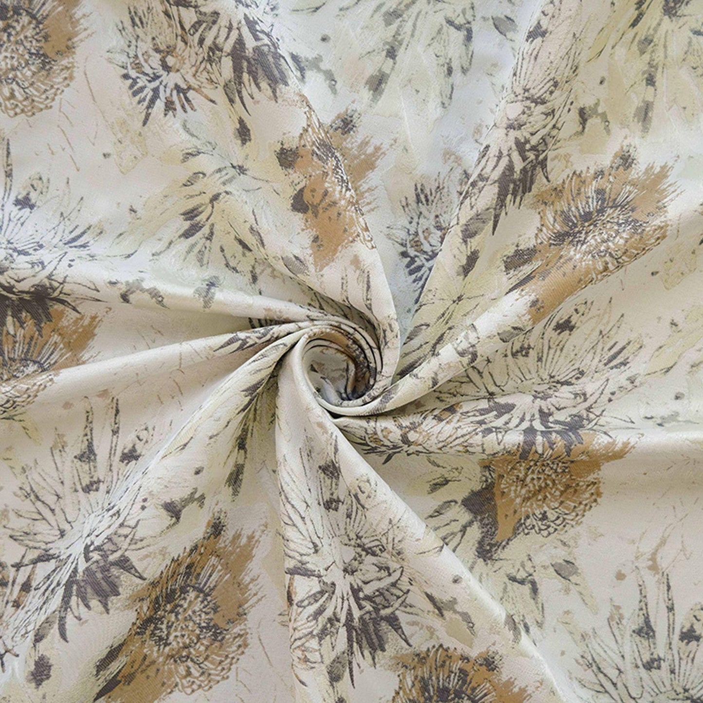 Floral Jacquard Fabric: Autumn Leaves Oil Painting Style, 61" Wide