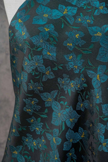 Vintage Style Coffee Brown Embossed Abstract Floral Jacquard Fabric by the Yard, 58"wide