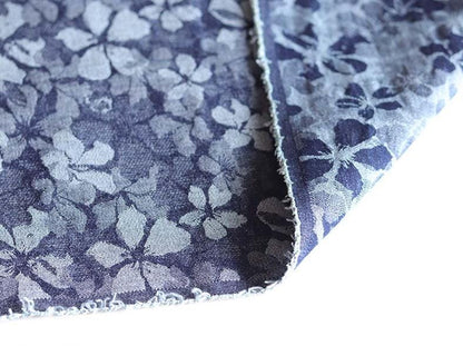 Ripped Denim Fabric: Soft Blue Raw Edge Striped Cotton (59" Wide)