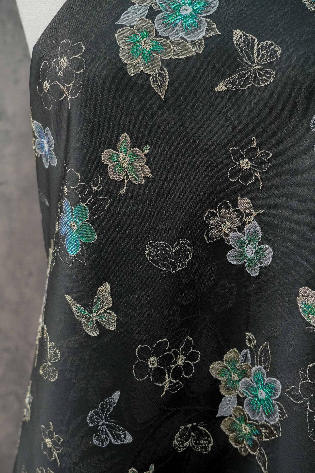 Luxury Embossed Jacquard Fabric for Dresses ��� Elegant Textured Couture Materi"W