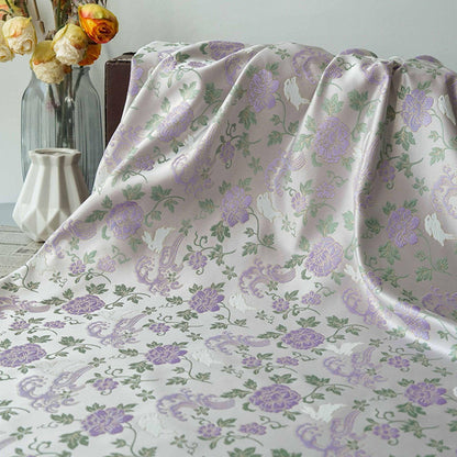 Jade Rabbit Brocade Fabric: Chinese Gold Jacquard Woven Textile