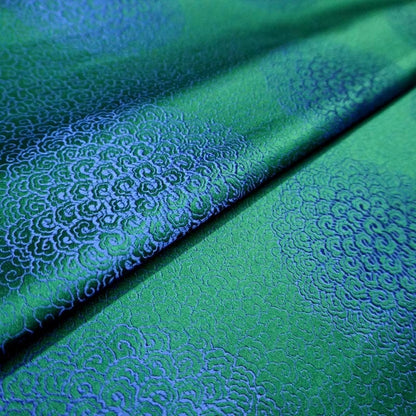 Tissu jacquard brocart nuage : Matière pour costumes verts et bleus