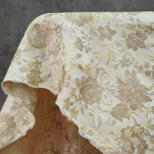 Tissu jacquard à fil argenté : tissu d'ameublement 3D vintage et pour robes de bal