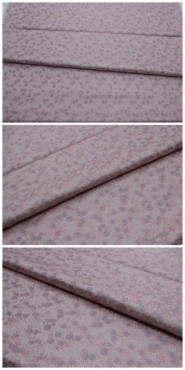 Tissu brocart de soie : motif pivoine, tissu de mariage chinois (vendu au mètre)