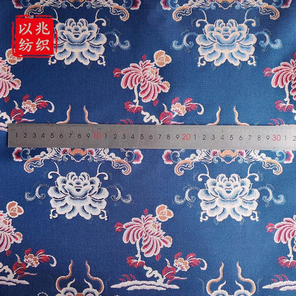 Lotus & Cloud Jacquard Fabric ��� Shu Brocade Style, Hanfu Qipao Ma
