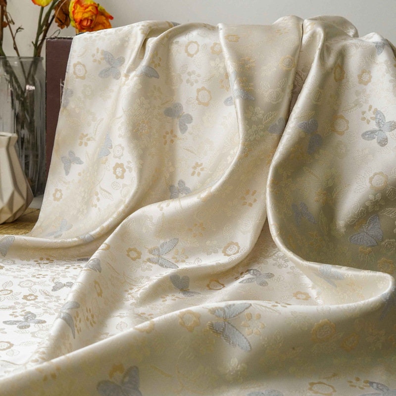 Gold Thread Jacquard Fabric: 3D Texture, 63" Wide, By The Meter