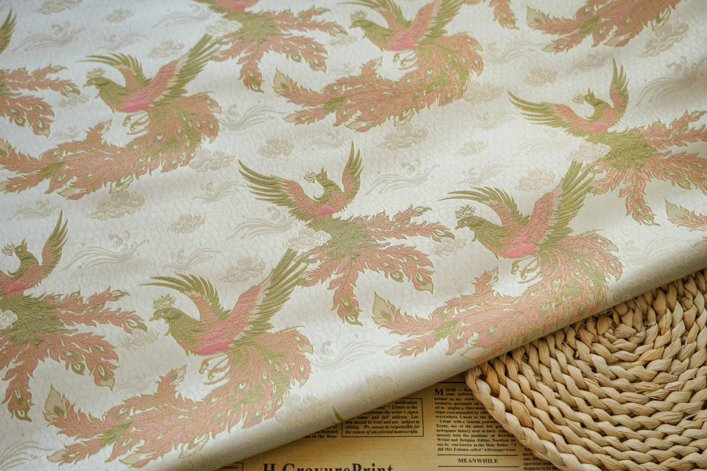 Phoenix Brocade Fabric: Chinese Song Dynasty Style, 63" Wide