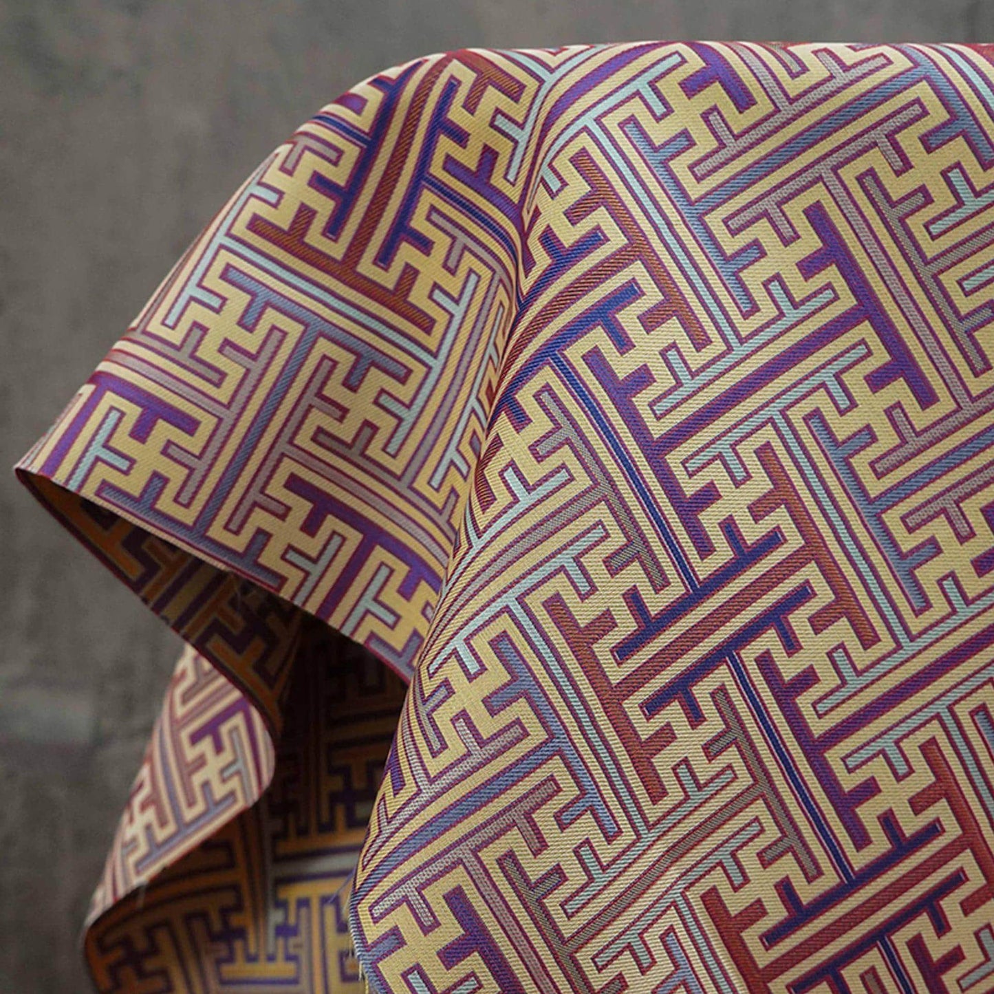 Reversible Jacquard Woven Fabric: Ancient Checkered Pattern, 59"W