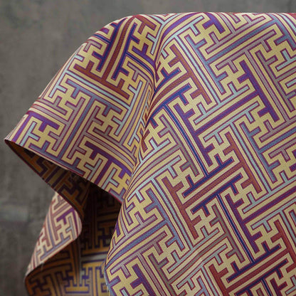 Reversible Jacquard Woven Fabric: Ancient Checkered Pattern, 59"W