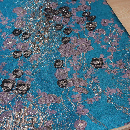 Peacock Blue Floral Jacquard Fabric: Polyester Upholstery, Costume, Decor - 55"W