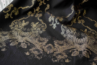Gold Thread Jacquard Fabric: 3D Oil Painting Texture, 55" Wide