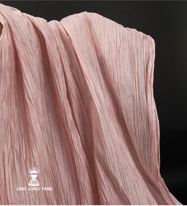 Tissu Tencel plissé texturé : motif à volants accordéon 3D - 140 cm