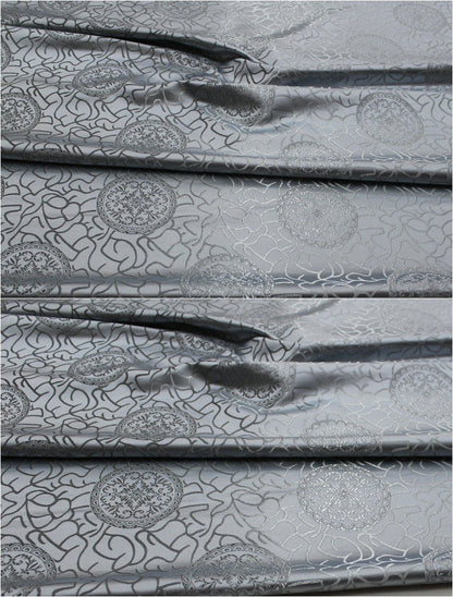 Silver Brocade Fabric: Ancient Pattern Silk Rayon Gown Fabric