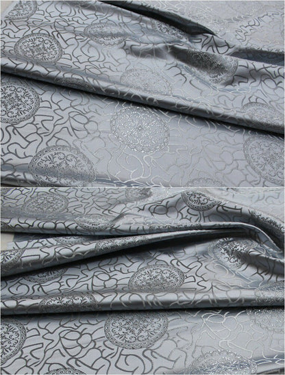 Silver Brocade Fabric: Ancient Pattern Silk Rayon Gown Fabric