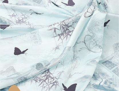 Ancient Pattern Tea Silk Fabric: 59"W Satin Upholstery & Costume