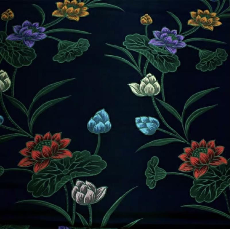 Lotus Brocade Fabric: Teal & Purple Iridescent Chinese Silk (1 Meter)