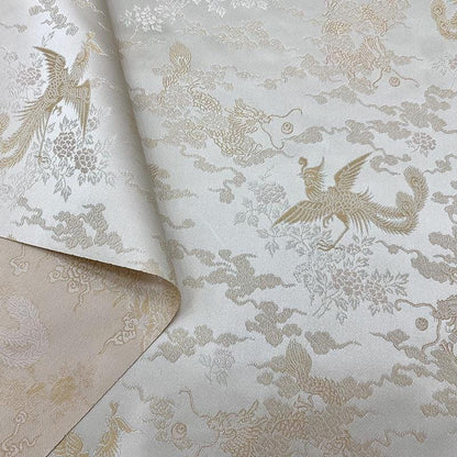 Dragon Phoenix Jacquard Fabric: 59"W Rayon Cheongsam Material