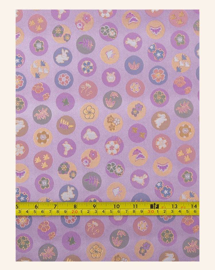 Japanese Nishijin Easter Bunny Brocade Fabric: Silk Rayon Jacquard