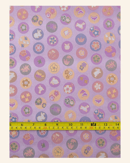 Japanese Nishijin Easter Bunny Brocade Fabric: Silk Rayon Jacquard