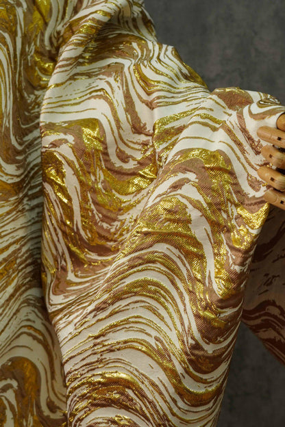 Gold Thread Jacquard Fabric: Universe Galaxy Design, 55" Wide