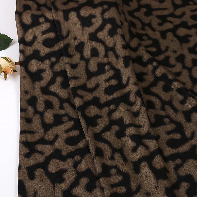 Black Floral Gambiered Canton Gauze Fabric: Two-Tone Satin, 59" Wide