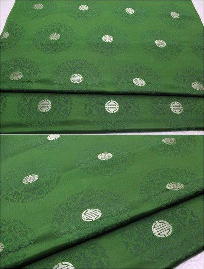 Chinese Fu Brocade Fabric: Floral Jacquard Satin, 29.5"W