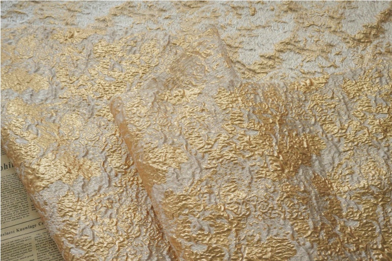 Gold Metallic Jacquard Fabric: 3D Embossed Woven Upholstery, Costume, Decor (59"W)