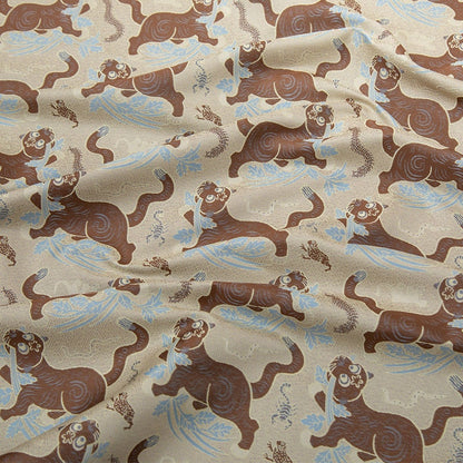 Tissu brocart jacquard Totem 59 po de large : style tibétain impérial