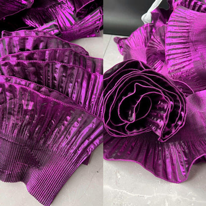 Metallic Gold Organza Lace: 3D Ruffle Designer Fabric, 15cm Wide