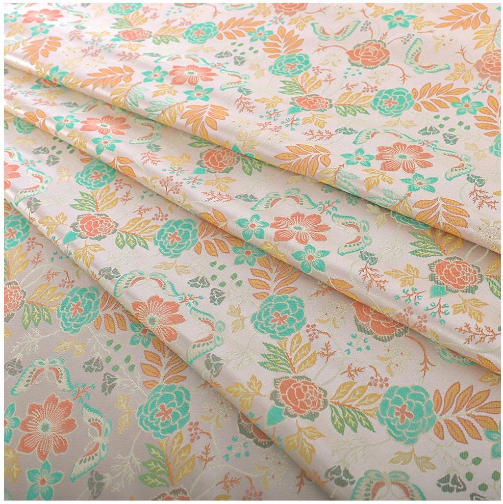 Floral Silk Brocade Fabric: 55" Wide Sewing Material