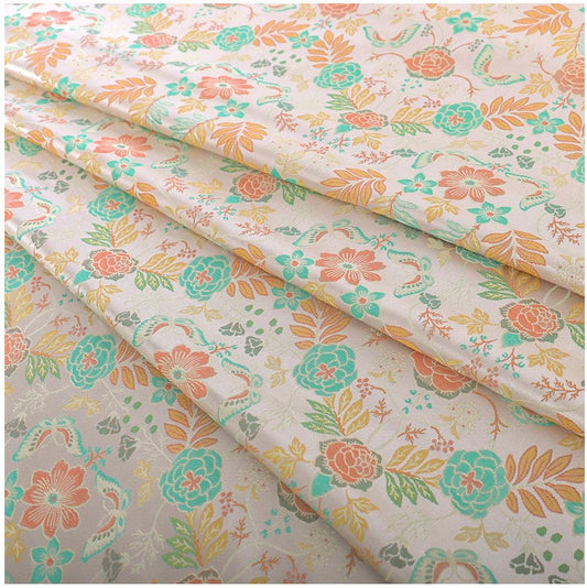 Tissu brocart de soie à motifs floraux : matériau de couture de 140 cm de large